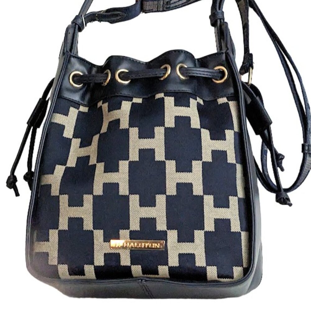 H by Halston Black and Tan Shoulder Bag